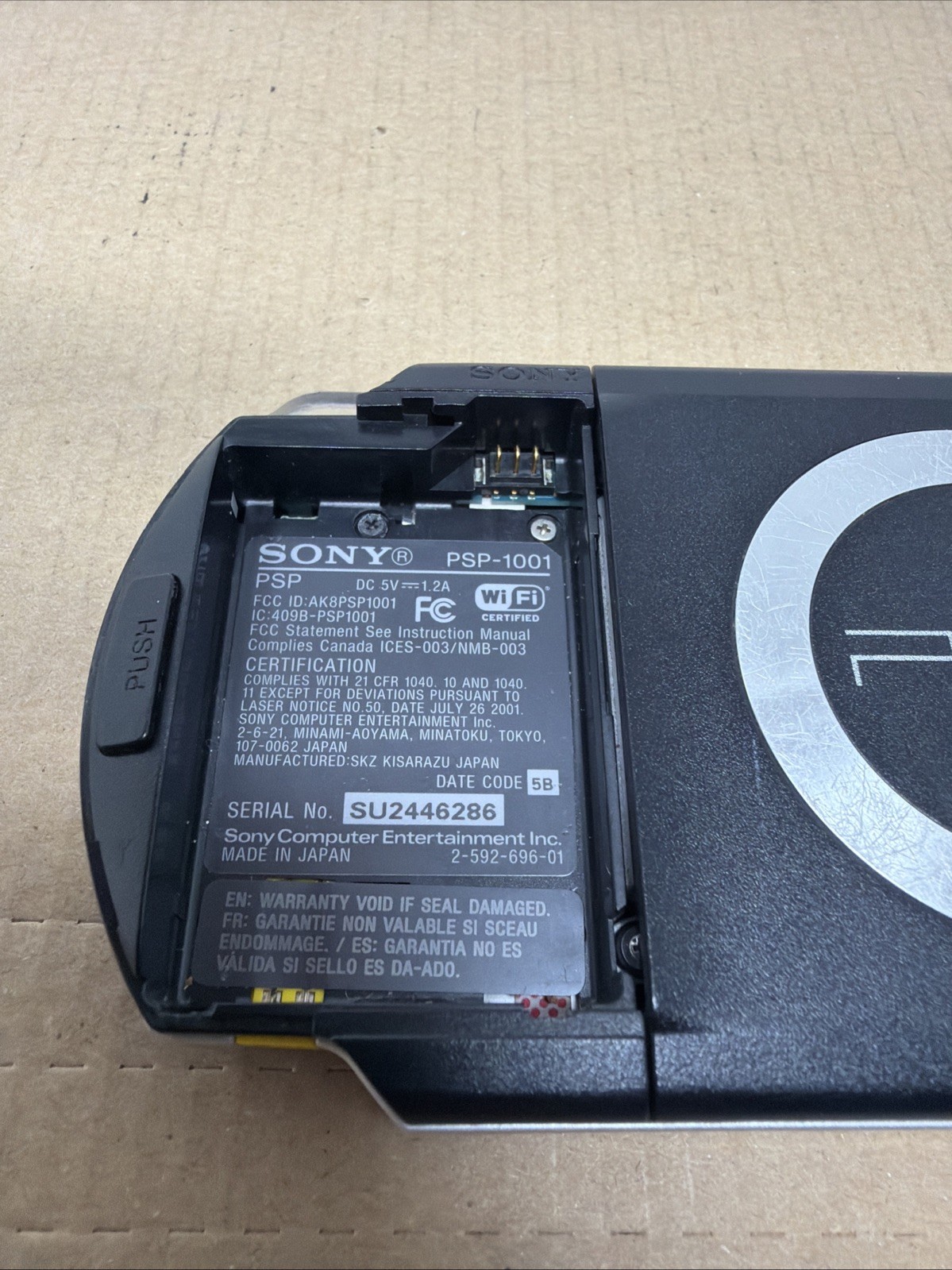 Sony PSP-1001 Black Console Tested Works No UMD Read No Battery Cover