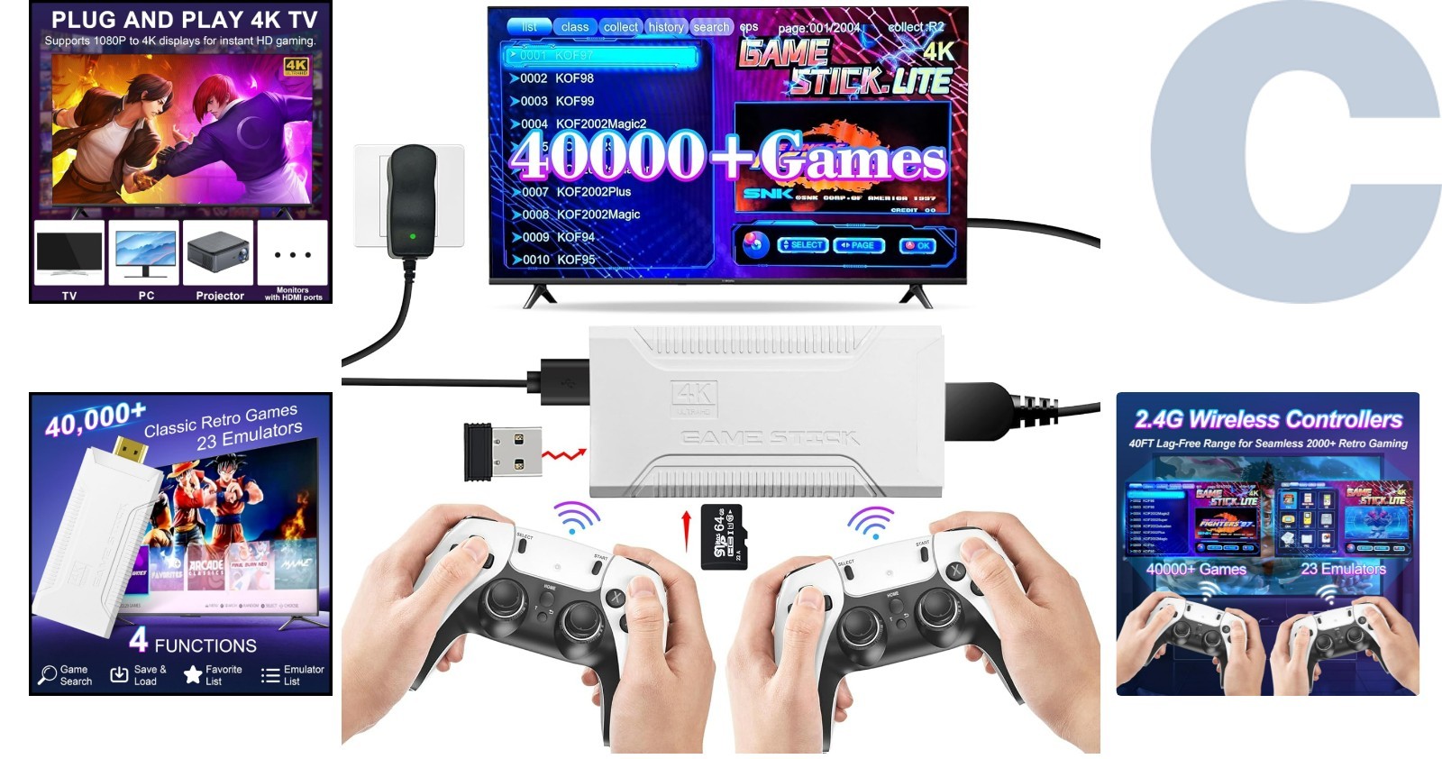Multiplayer Retro Game Console with 40,000+ Games & Dual Wireless Controllers