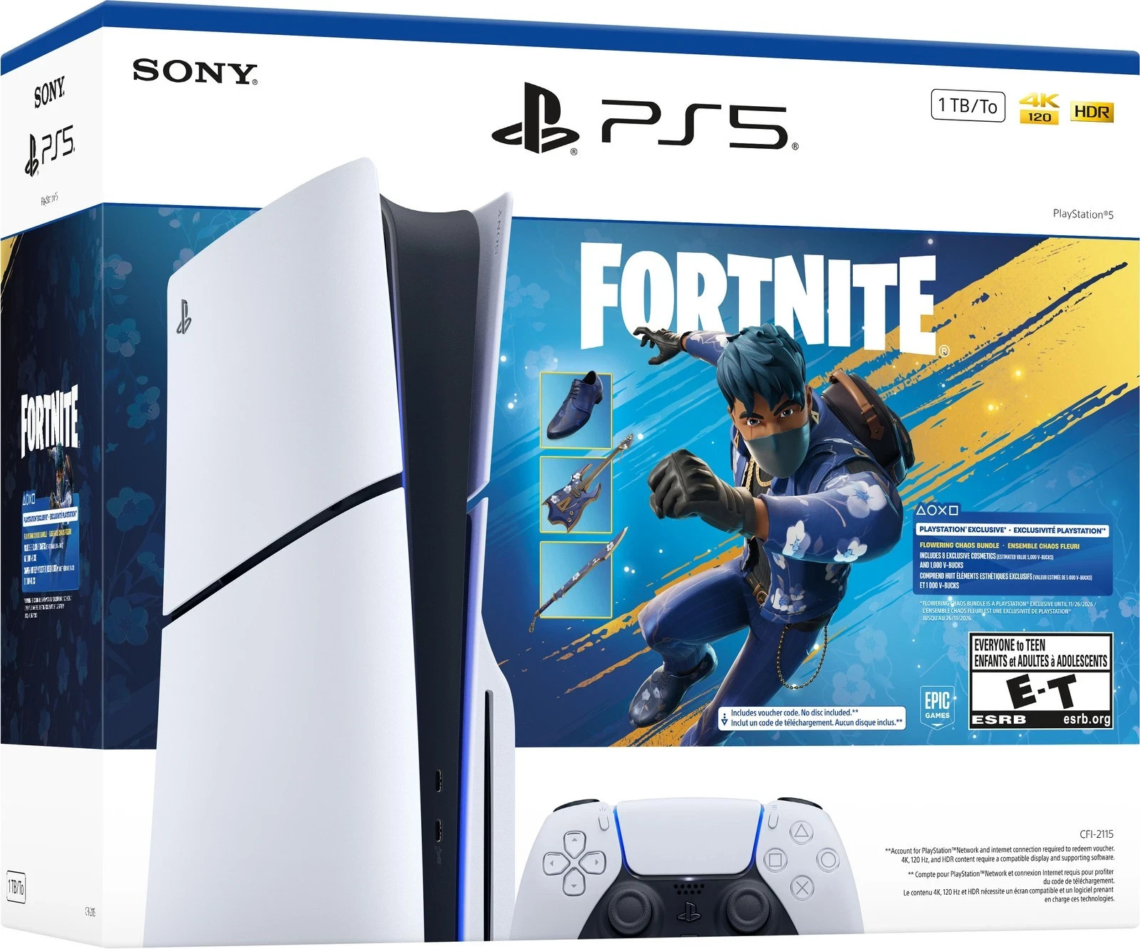 Sony PlayStation 5 PS5 Disc Fortnite Flowering Chaos 1 TB Bundle New, Sealed