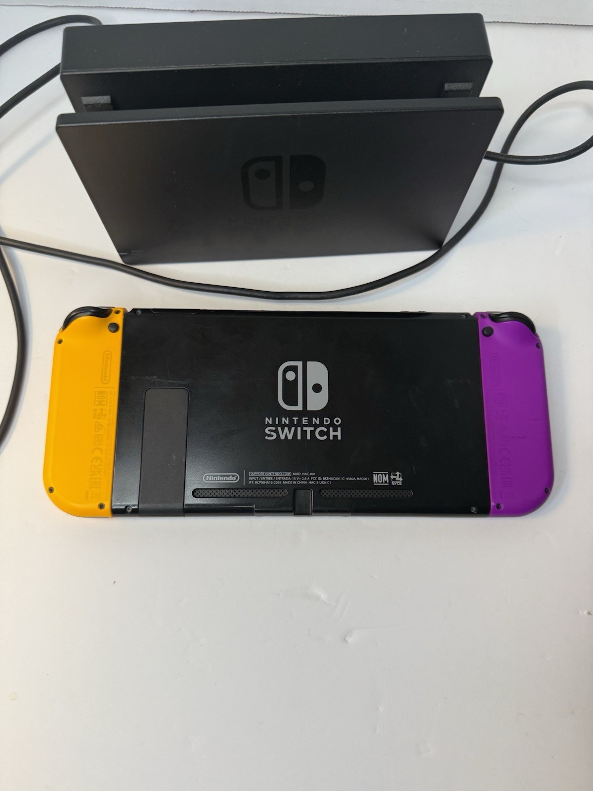 Nintendo Switch Console Bundle Neon Purple Yellow Joy-Cons Dock Charger Tested