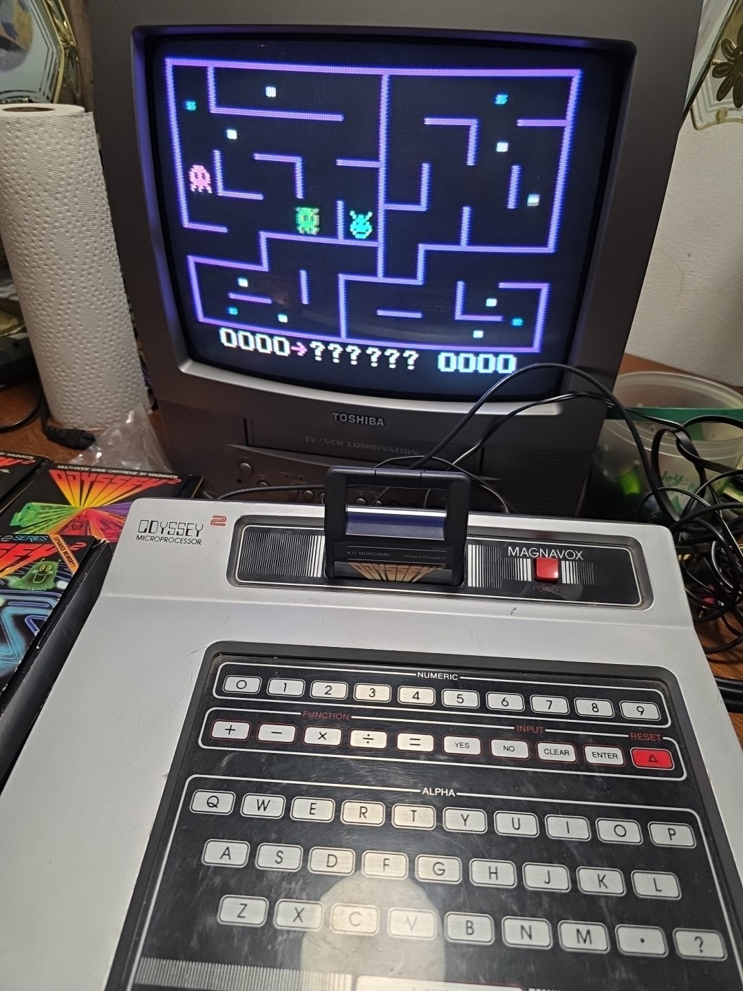 Magnavox Odyssey 2 Microprocessor Video Game System with Game and controls.