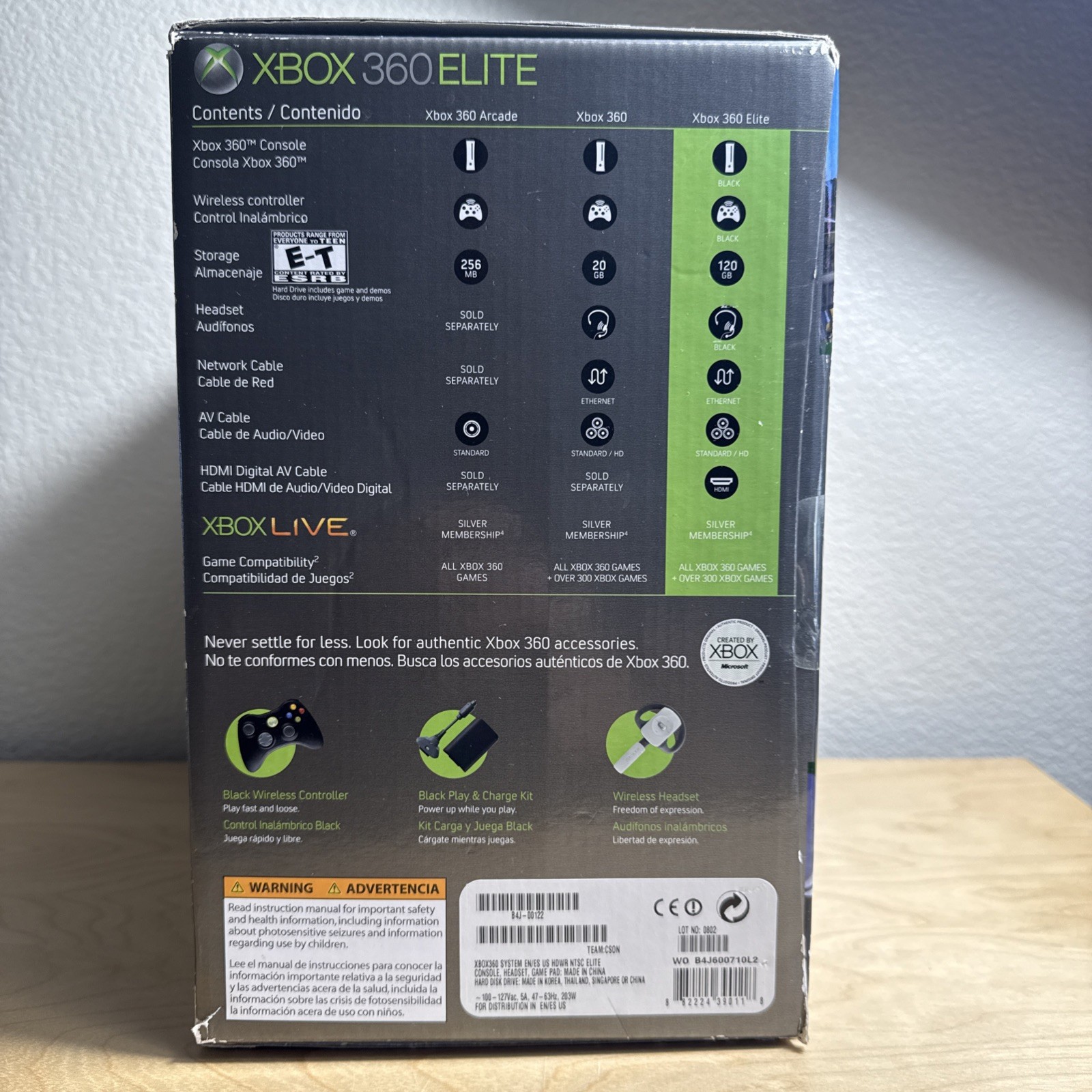 Microsoft Xbox 360 Elite 120GB Console Black W/Box Tested in good Conditions