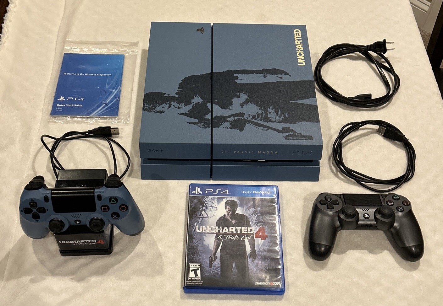 Sony PS4 Uncharted 4 Limited Edition Bundle: (2) Controllers, Charger & Game!!!