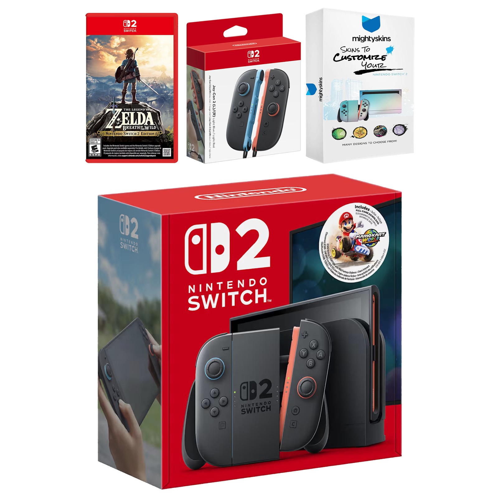 Nintendo Switch 2 + Mario Kart World + Zelda Breath of the Wild, Extra Joy Cons