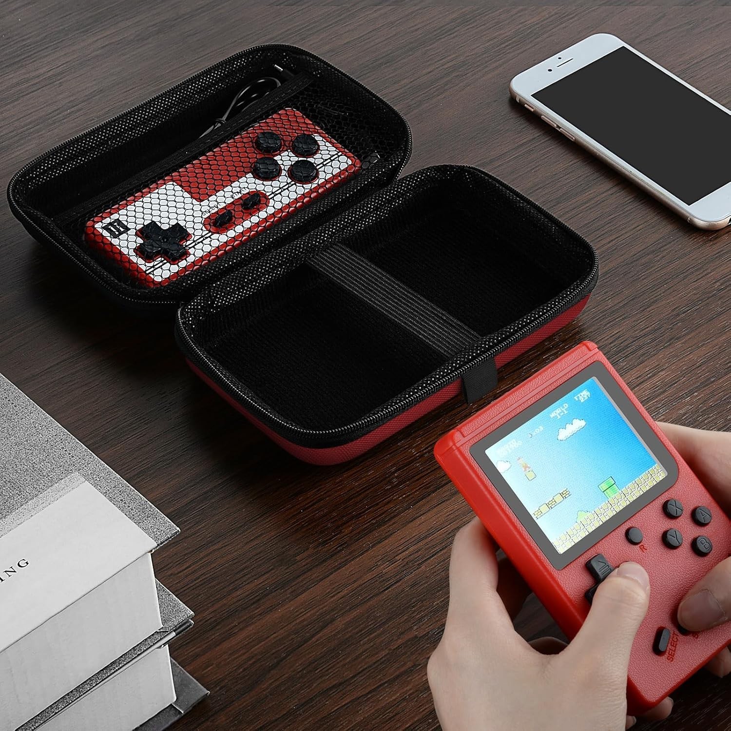 Compact EVA Game Console Case with Mesh Pockets – Ideal for Travel, 6.3″ x 4.13″