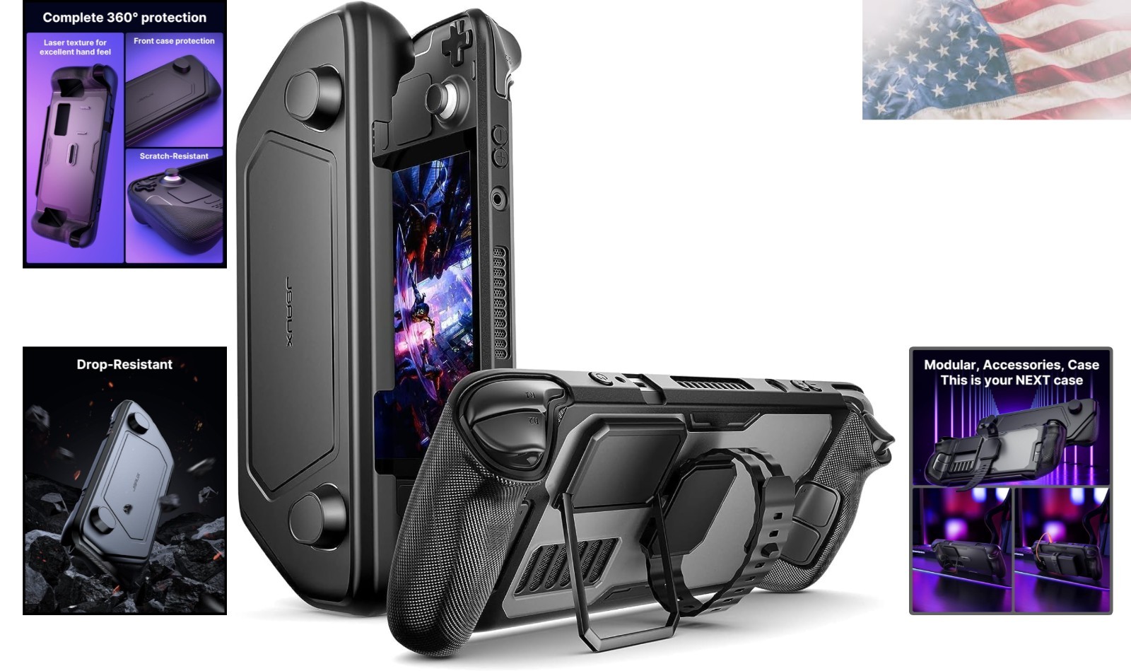 Ultimate Modular Protection for Steam Deck – Case with Bracket & Strap Included