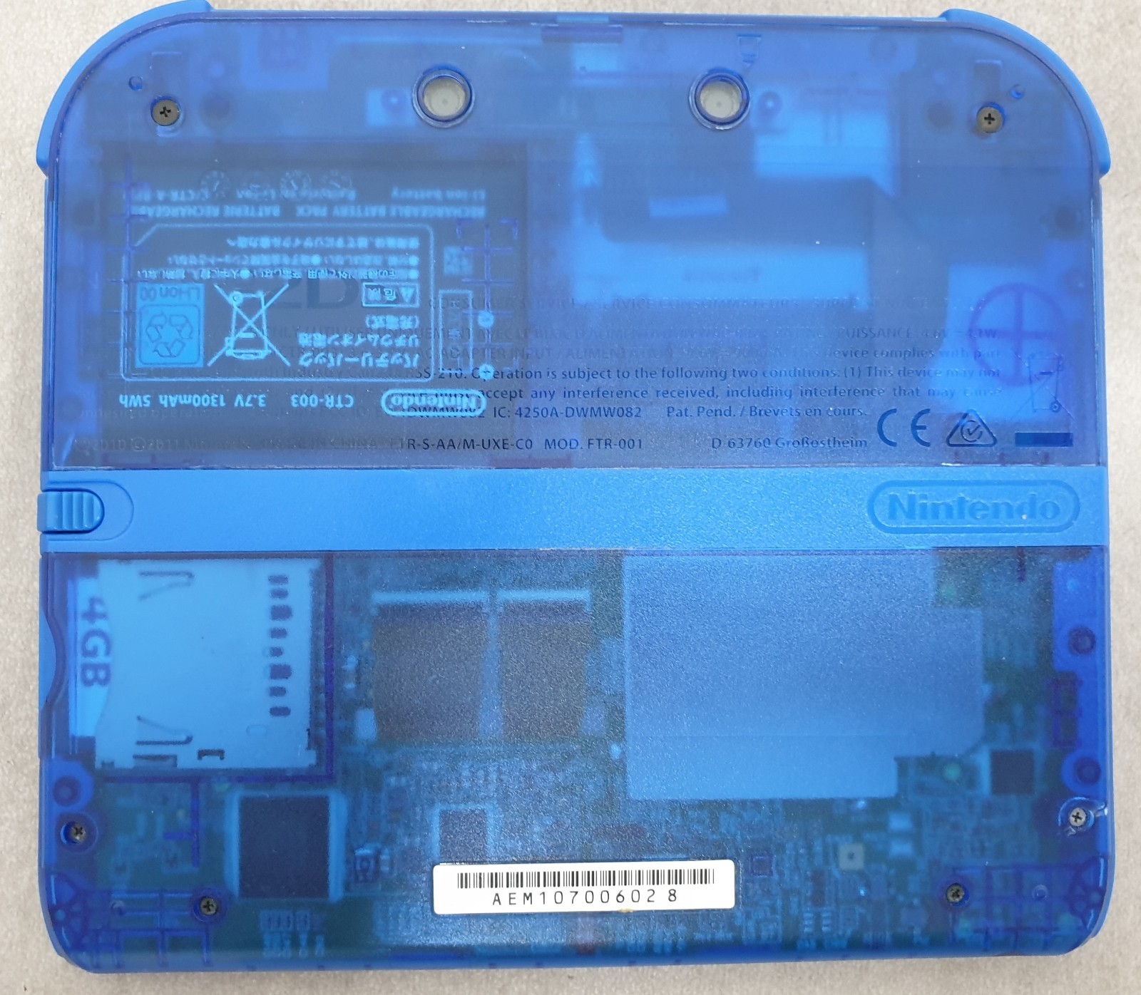 Nintendo 2DS Console Transparent Blue PAL