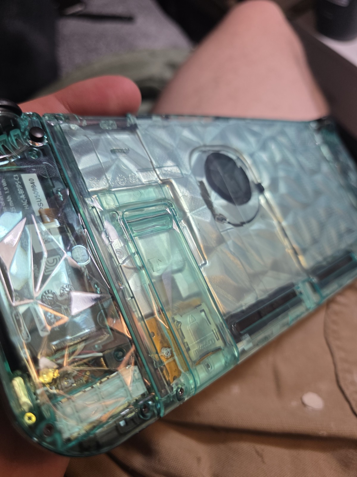Nintendo Switch Handheld Console Custom Transparent Blue/Clear Shell w/ Joy-Cons