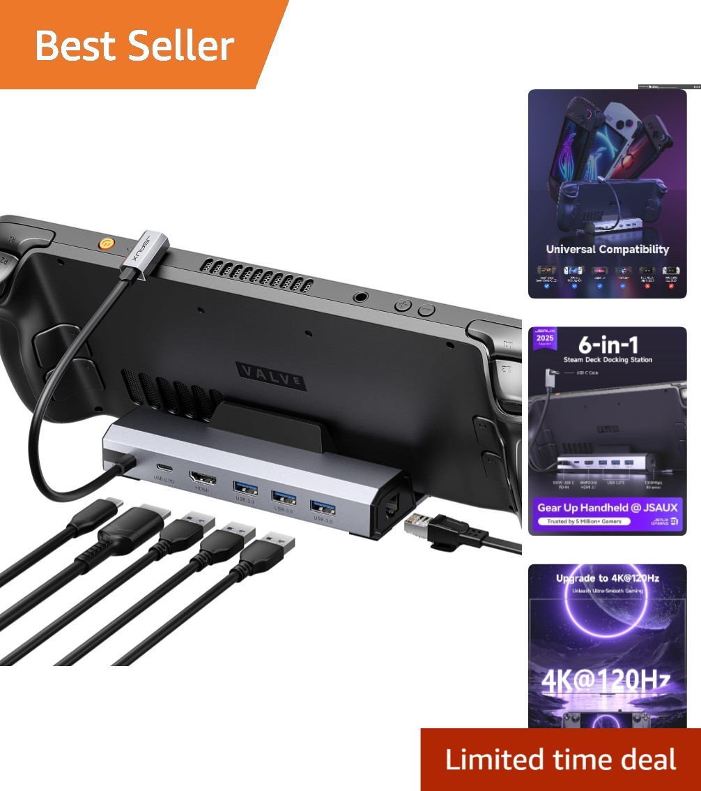 Versatile 6-in-1 Docking Station for Steam Deck/OLED with 100W Power Delivery