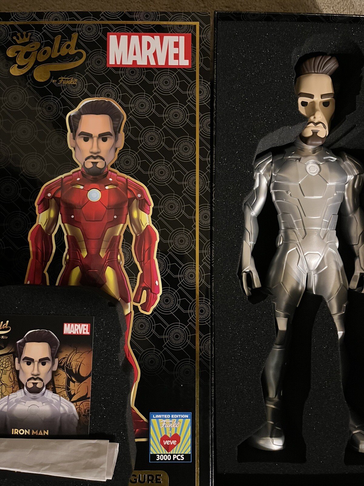 NEW FUNKO Vinyl GOLD 18″ Iron Man + Veve Code Silver Variant LE 650 Marvel 77375