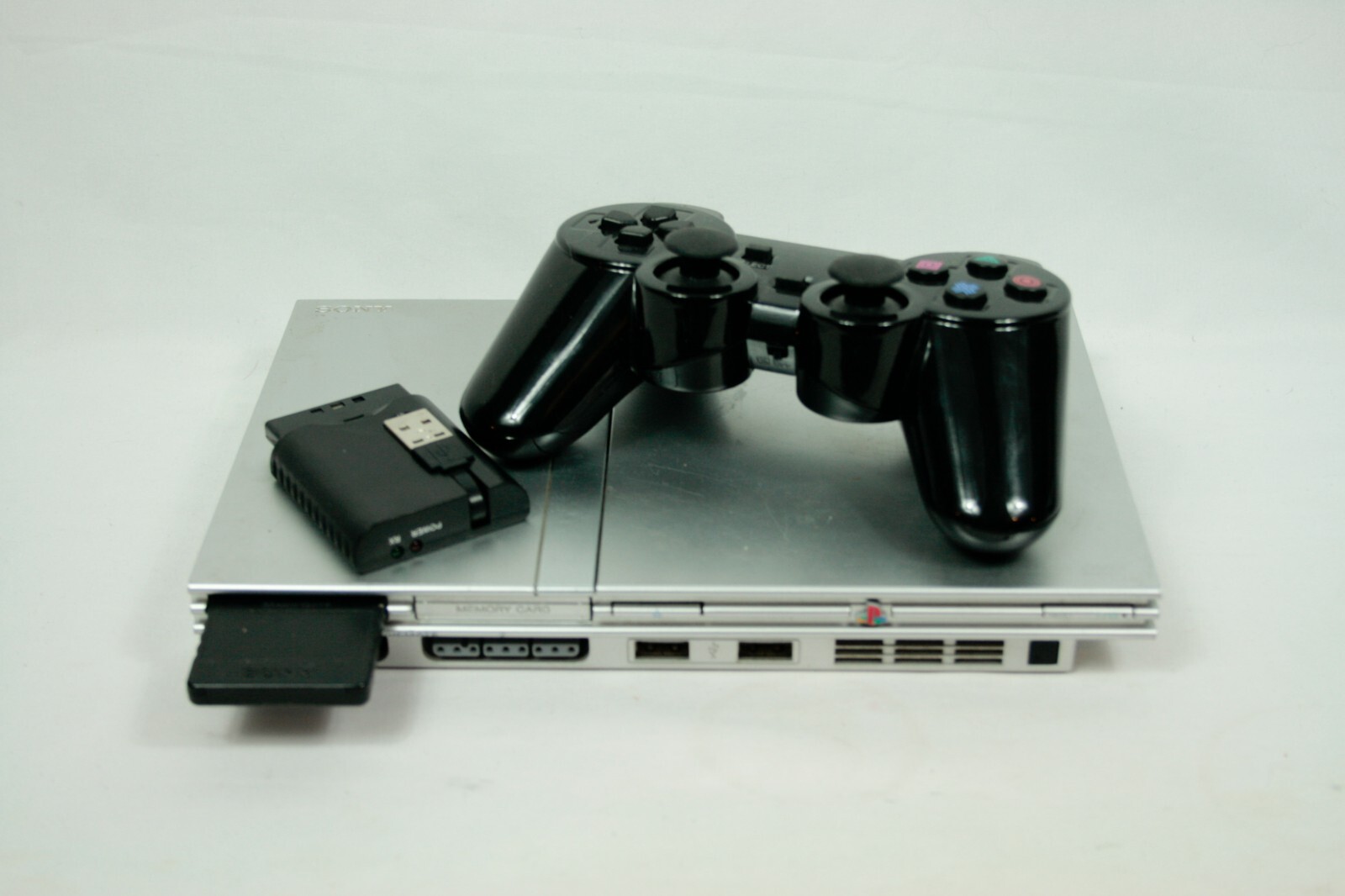 Sony PlayStation 2 PS2 Console Slim Silver Bundle SCPH-7901 Wireless Controller