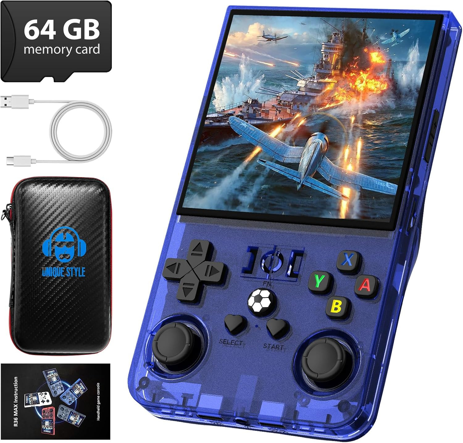 R36MAX Retro Handheld Game Console, 4.0 Inch 720X720 IPS Screen, 64GB Built-In 1