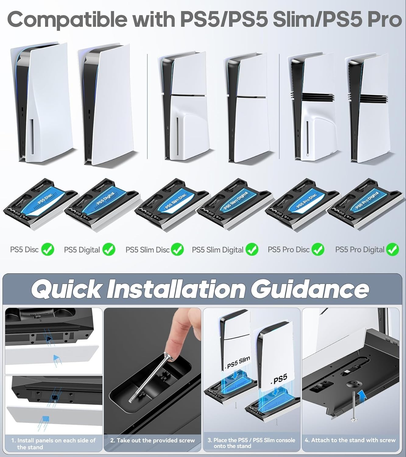 PS5 Stand with Built-in Adjustable Fan & USB Charging – Manage Heat with Style
