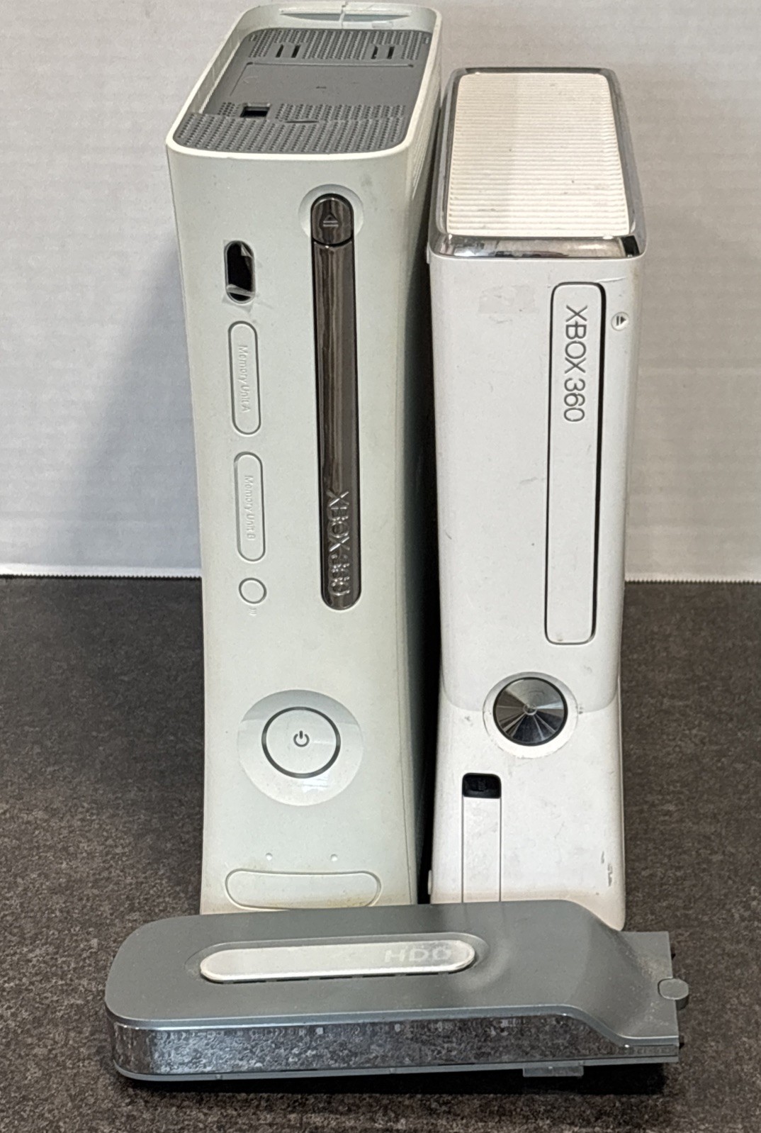 Lot Of 2 Xbox 360 White Consoles & Hard Drive For Parts Or Repair🔥