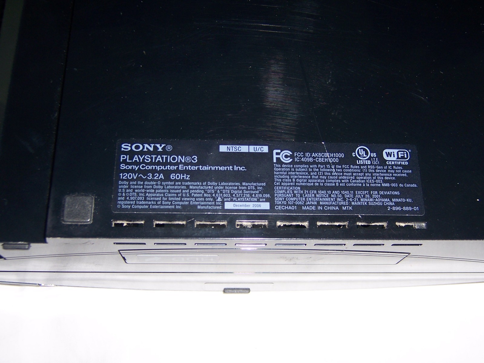 Playstation 3 Fat CECHA01 PS3 Backwards Compatible Console & AC Cord ONLY TESTED