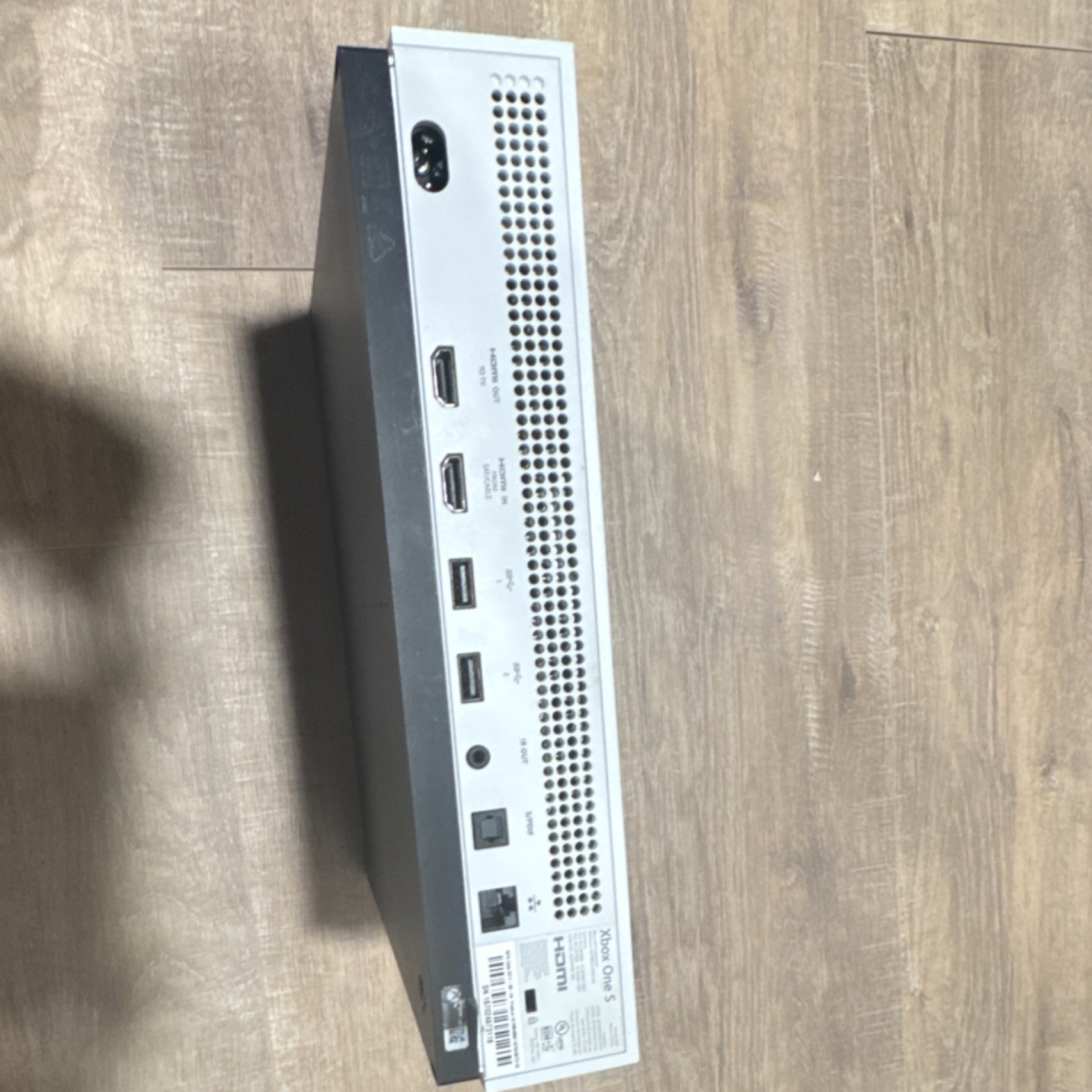 Microsoft Xbox One S White Console with Blue Camouflage Wired Controller & Cable