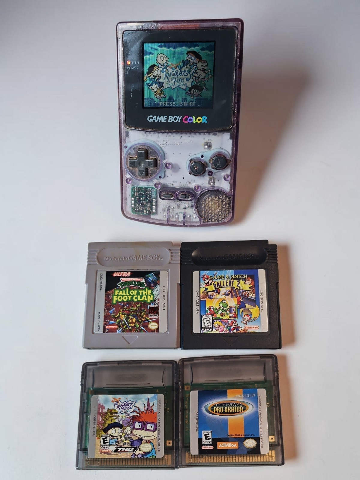 🔥Nintendo Game Boy Color Lot Clear, Atomic Purple, 4 Games No Batter Cover