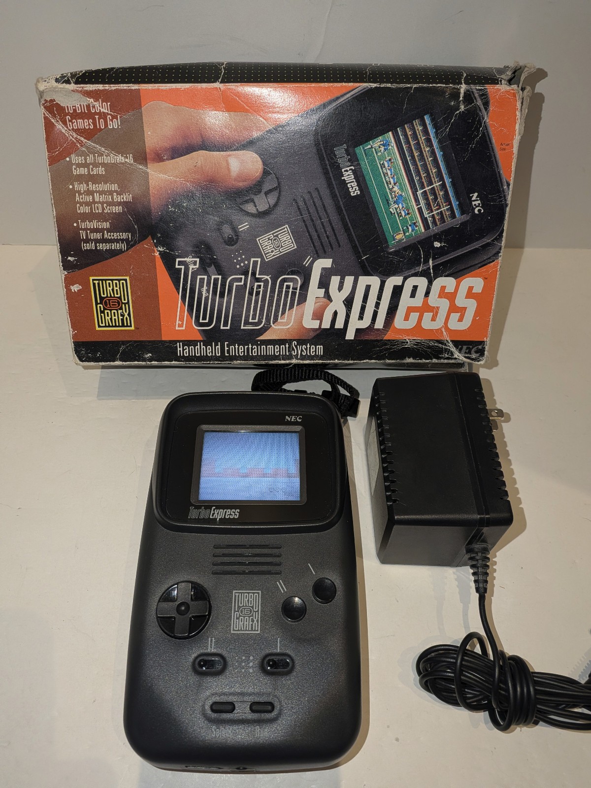 NEC TurboExpress TurboGrafx-16 Handheld Box Fully Recapped Tested Bonk’s Revenge