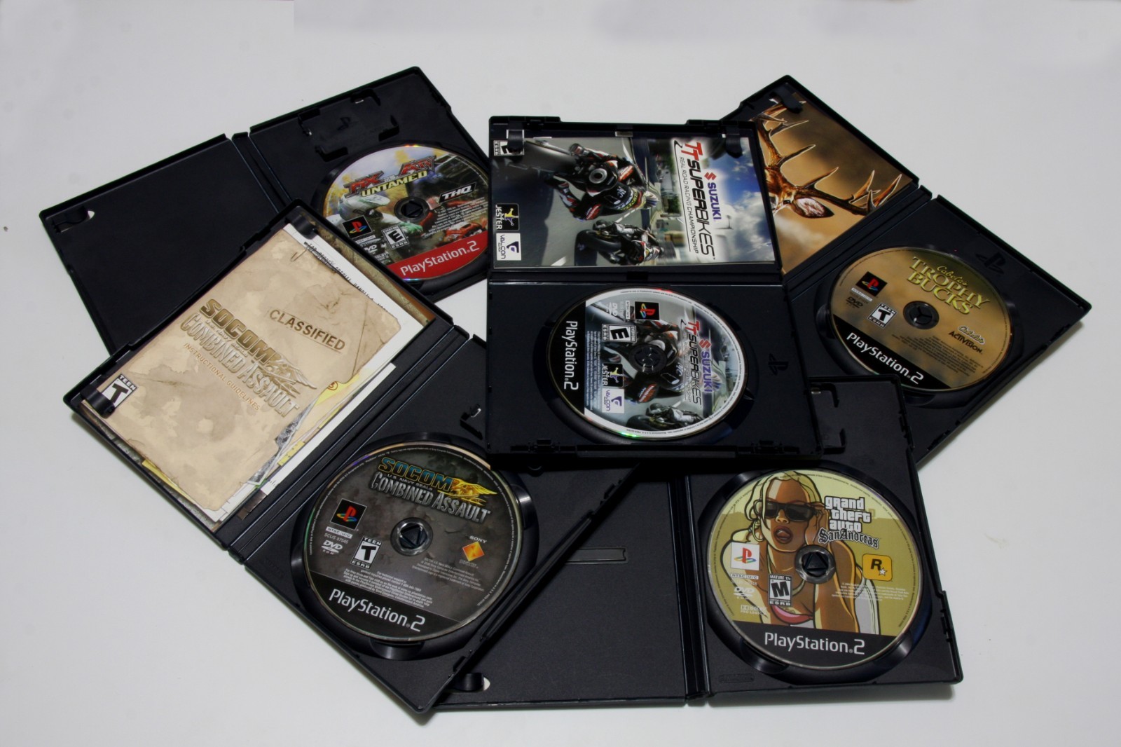 Playstation 2 PS2 Slim Console Silver 2 Controllers 5 Games 16MB Memory Card
