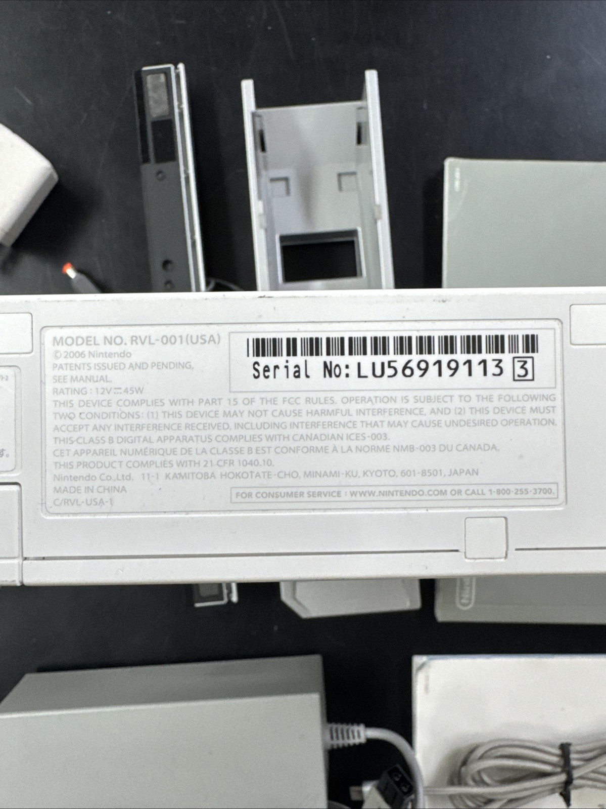 2006 Nintendo Wii Home Console (RVL-001) Composite RCA UNTESTED No Wii Motes B38
