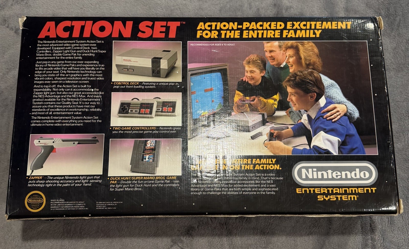 Box Only Vintage Nintendo NES Action Set Home Console – Box/Styrofoam 1988