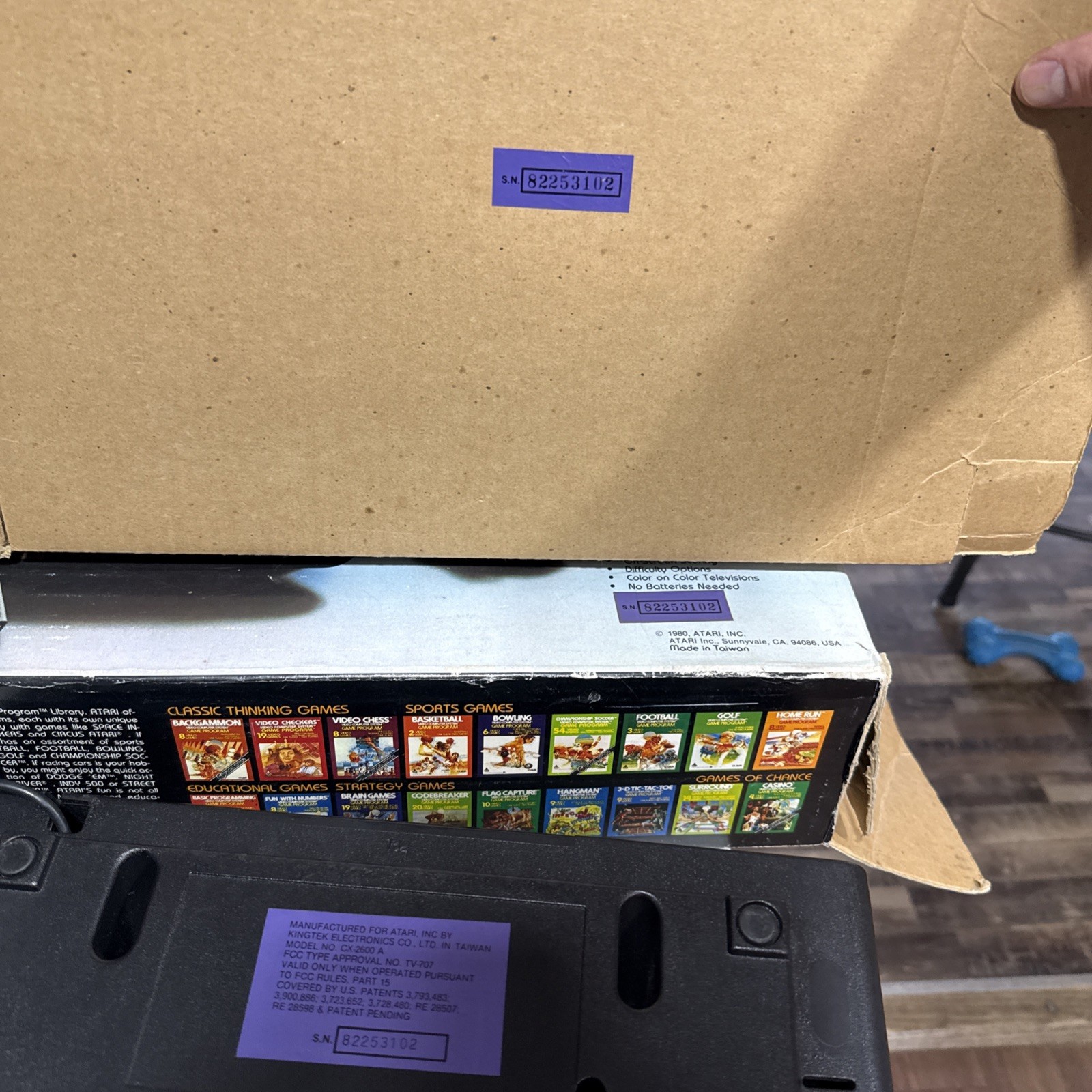 Atari 2600 Woodgrain CIB Complete Working Matching Serial 21 Games Paddles