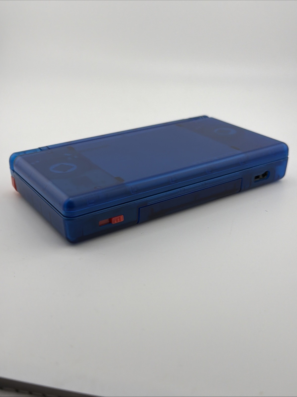 Nintendo DS Lite Transparent Clear Deep Ocean Blue Handheld with Charger & Case