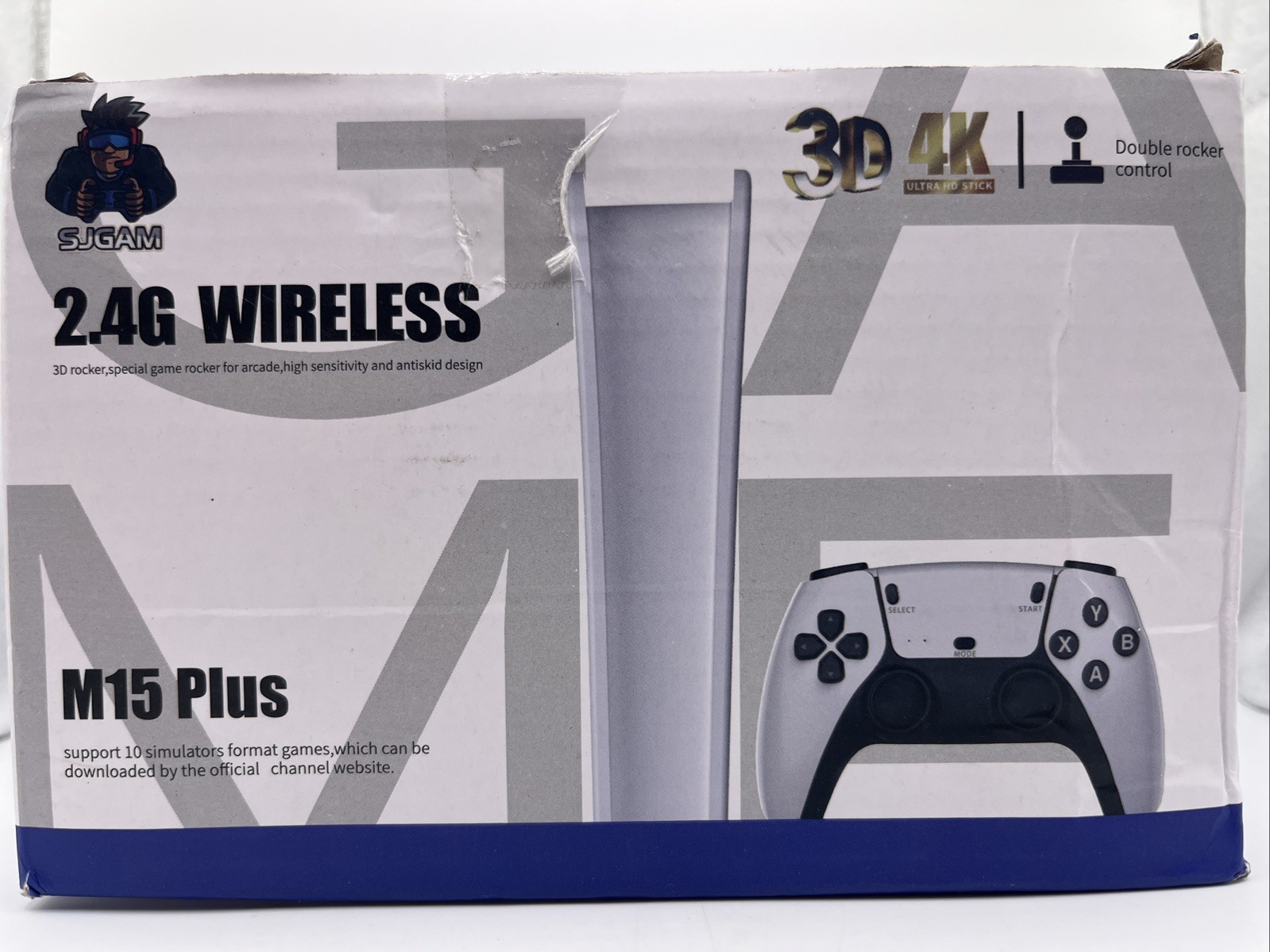 SJ GAM M15 Plus 2.4G Wireless 4K UHD Console, Double Rocker, White. OPEN BOX