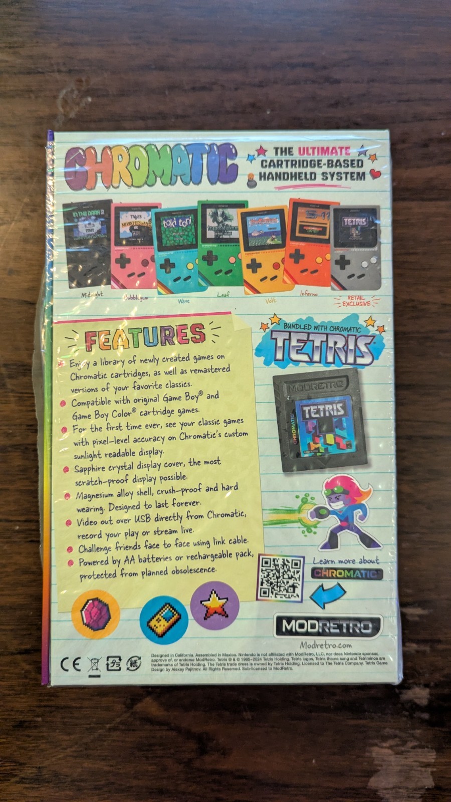 ModRetro Chromatic 1st Edition GameStop Exclusive Grey with Tetris CIB Used