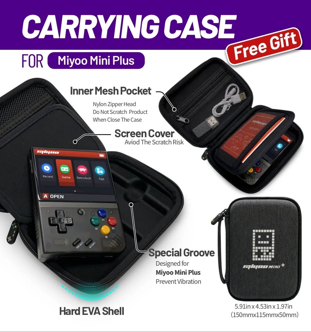 Miyoo Mini Plus Retro handheld Console 128GB OnionOS WiFi Easy Net Play – Purple
