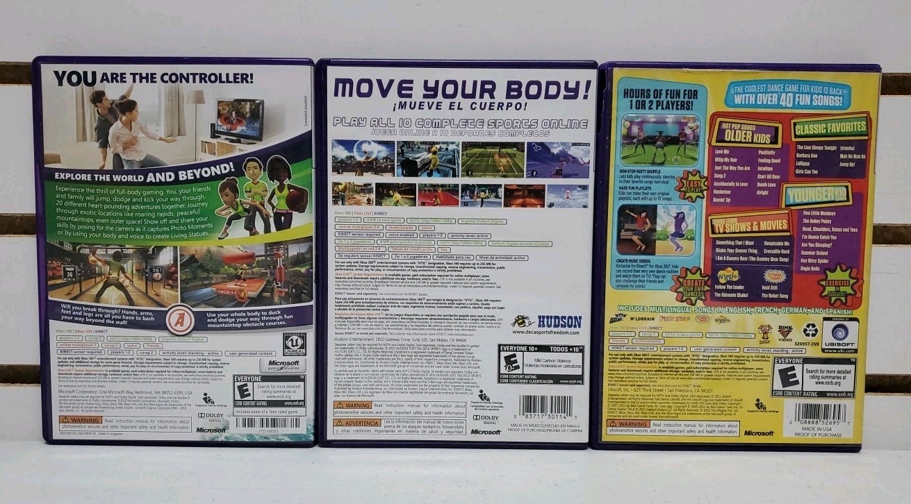 Xbox 360 Kinect Sensor Bar Bundle w/Games – Tested & Works – Lot #16 *READ*