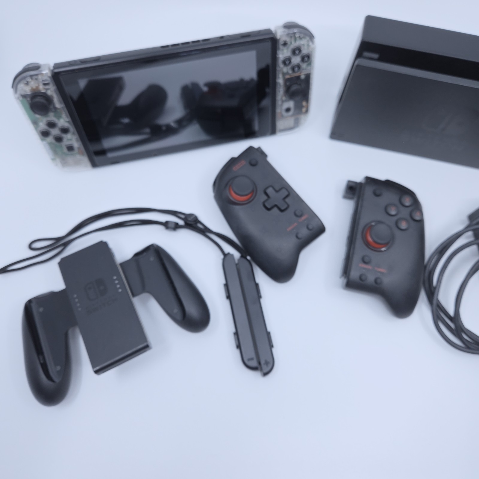Nintendo Switch V1 w/ Custom Joycons, Dock, Cables, & Hori Split Pad Controller
