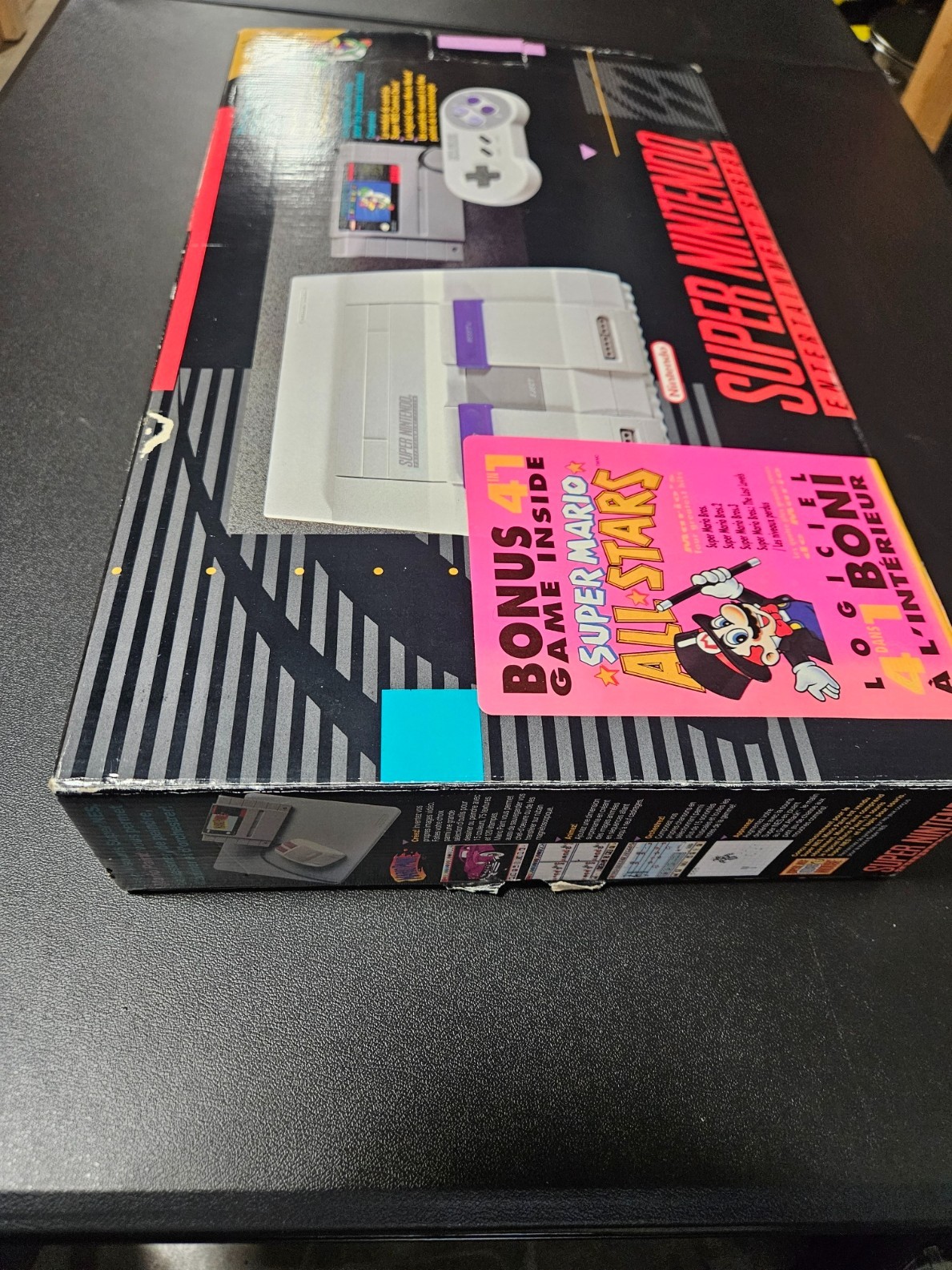 SNES Super Nintendo Console CIB Box Super Mario All-Stars Bundle OEM Tested READ