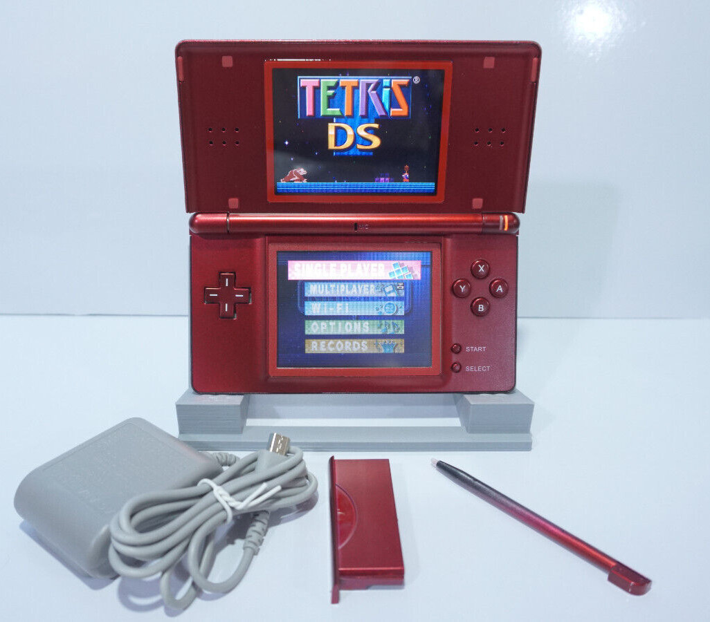 Nintendo DS Lite Full Crimson Red Handheld Gaming System w/ Charger & Stylus