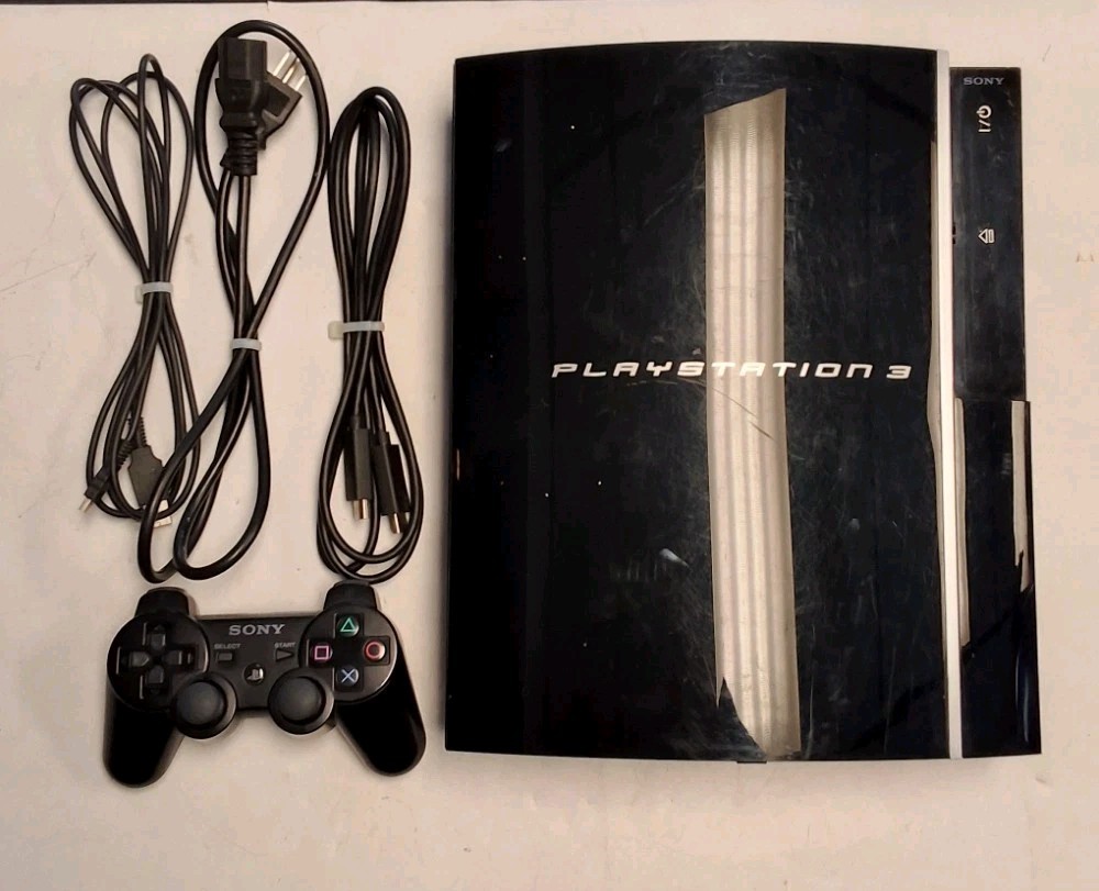Playstation 3 Console Fat Model CECHP01, Power Hdmi Cables, And Controller