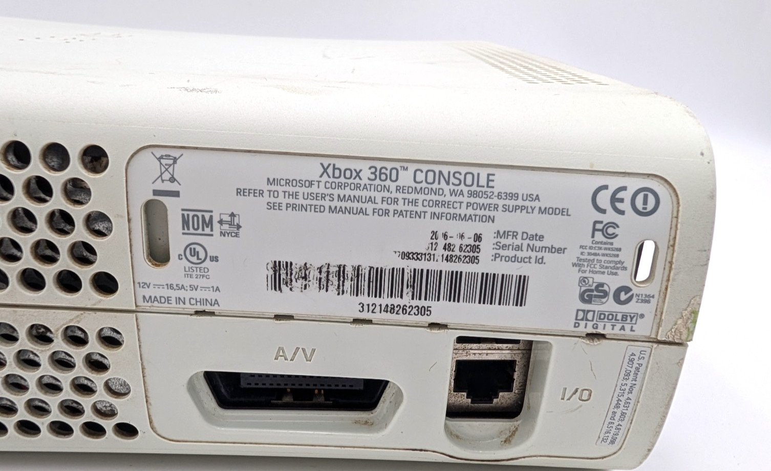 Xbox 360 Video Game System Console Only for Part Repair Broken, Red Ring, No HDD
