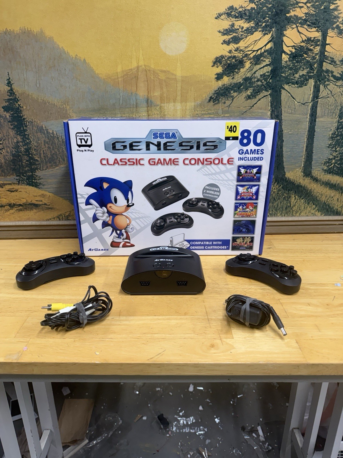 SEGA GENESIS AtGames Classic Game Console 80 Games W/ 2 Controllers Tested
