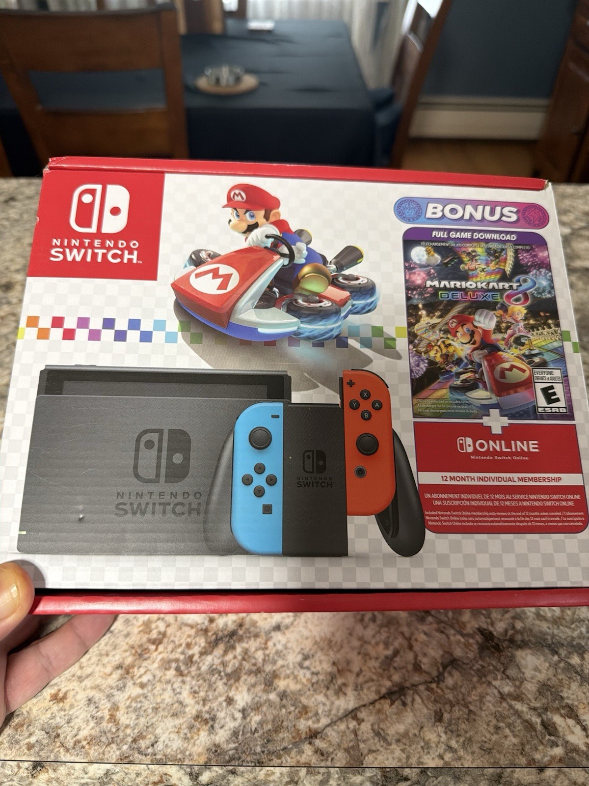 Nintendo Switch Console Gray Blue Red with Mario Kart 8 Deluxe Neon Joy-Con