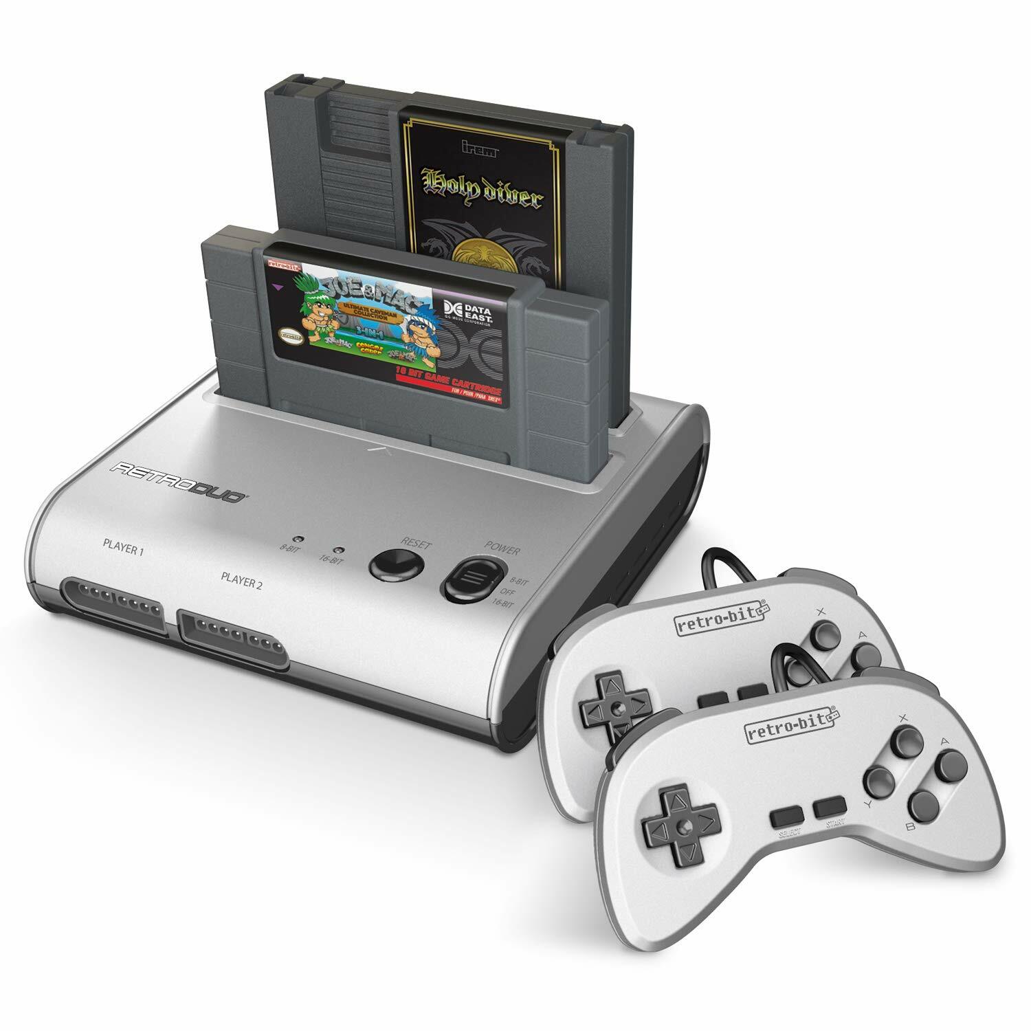 Retro-Bit Retro Duo 2 in 1 Console System for Original NES & SNES Games – Silver