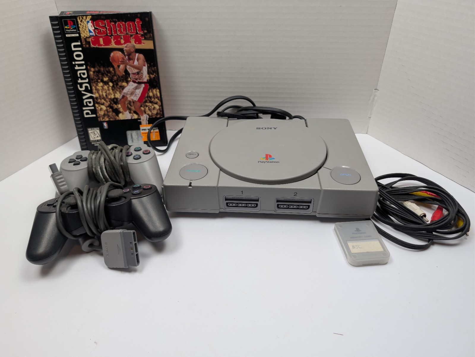 Sony PlayStation PS1 Console Bundle 2 Controllers Memory Card Shoot Out Tested