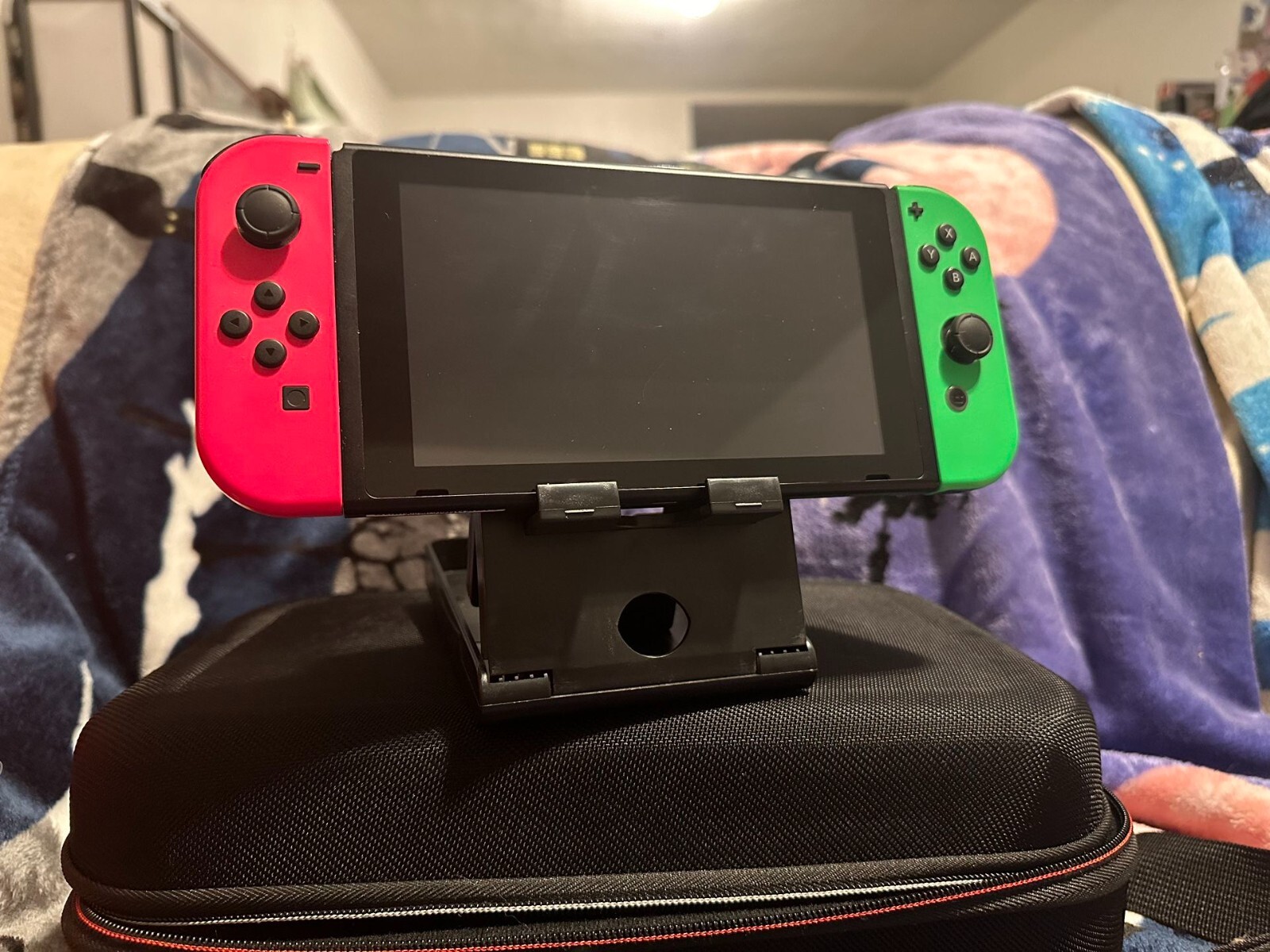 Nintendo Switch Bundle w/ Pink & Green Joy Cons + Dock + Charger + Travel Case