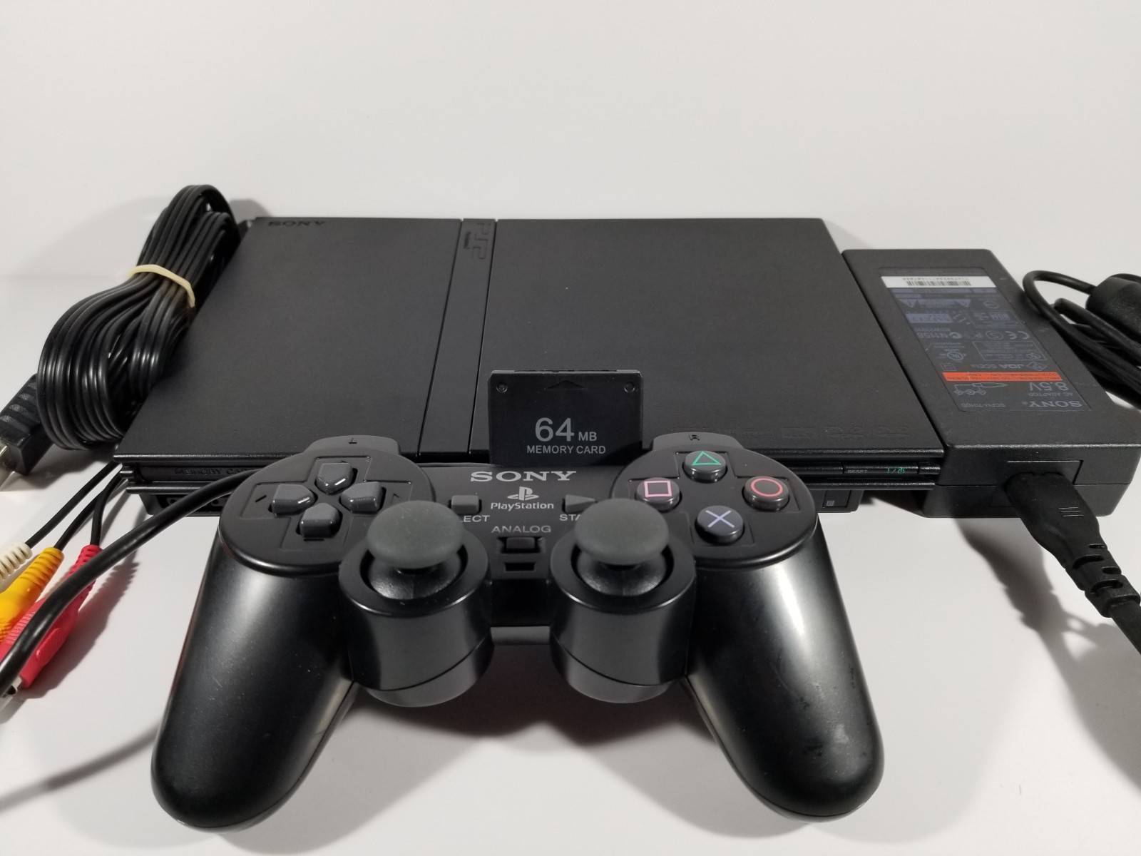 ¤ Sony PlayStation 2 Slim Black SCPH-75001 Console ¤ PS2 W/ Controller All Wires