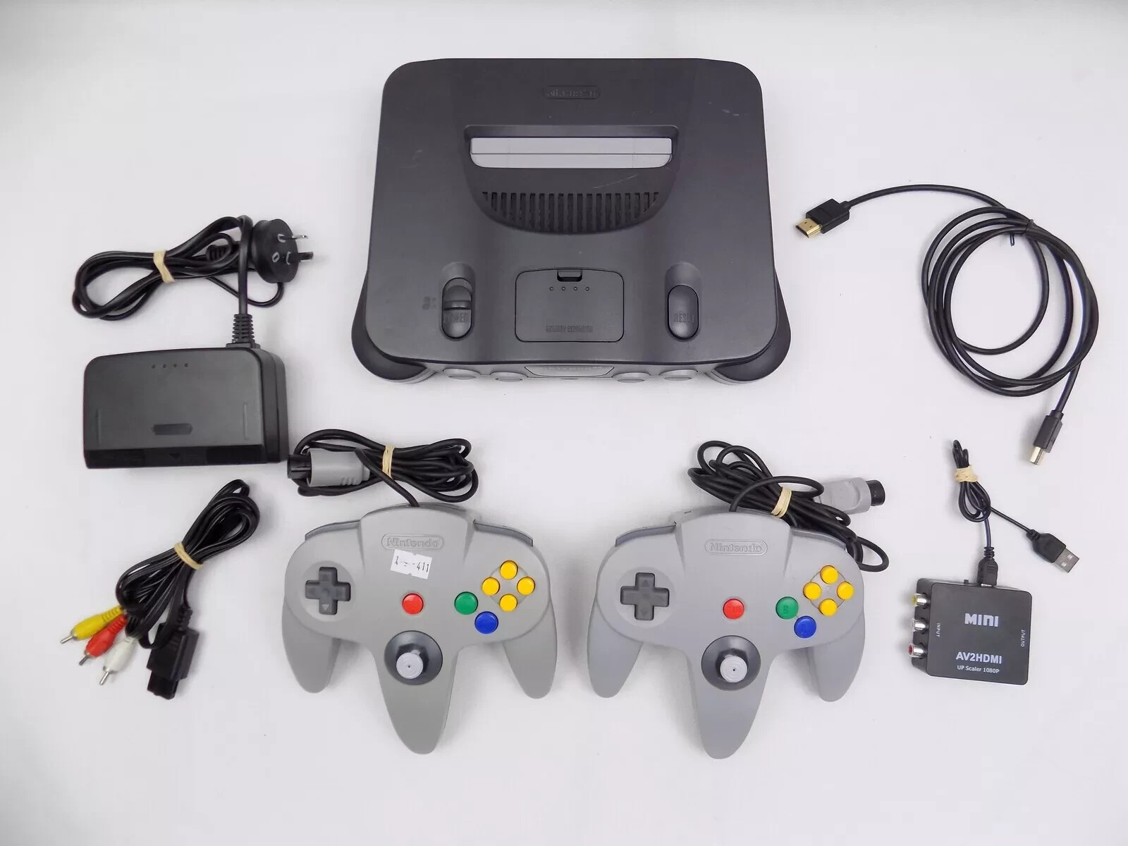 Nintendo 64 N64 Console + HDMI + AV + 2 Controllers + MARIO GOLF TENNIS BUNDLE