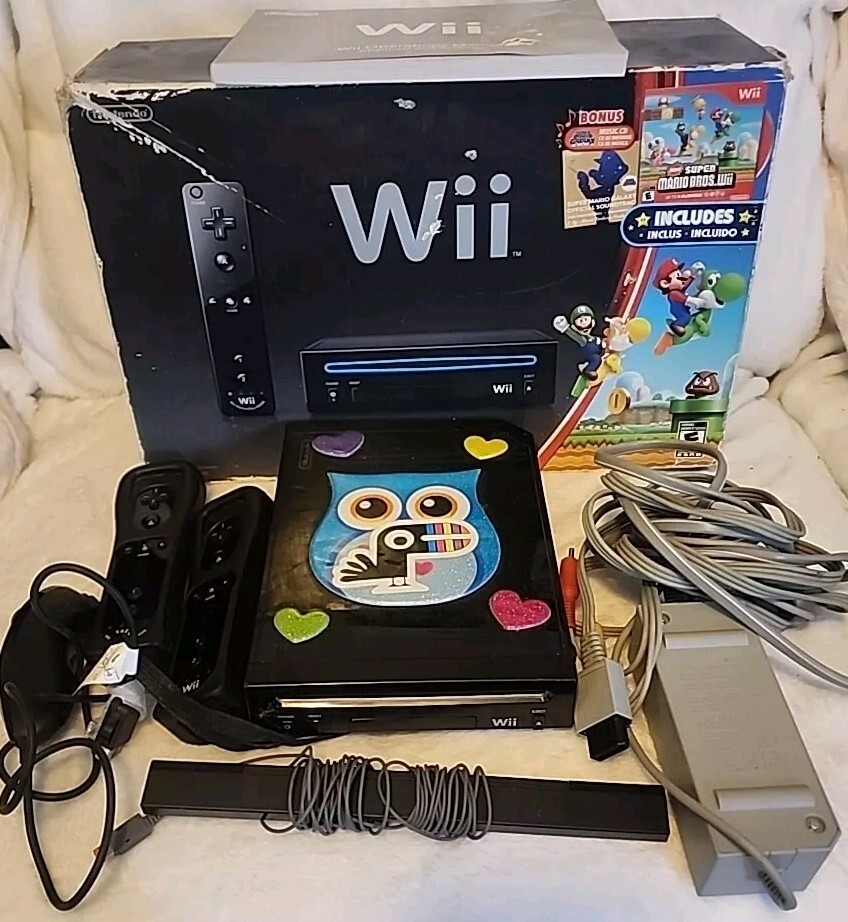 Nintendo Wii Console Super Mario Bro Edition Black Missing the Game