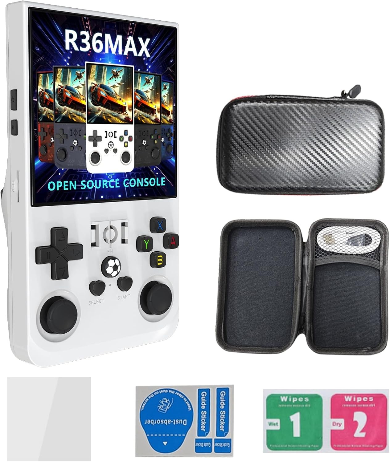 R36MAX Retro Handheld Game Console-4-inch HD IPS Screen, RK3326 1.5GHz Chip