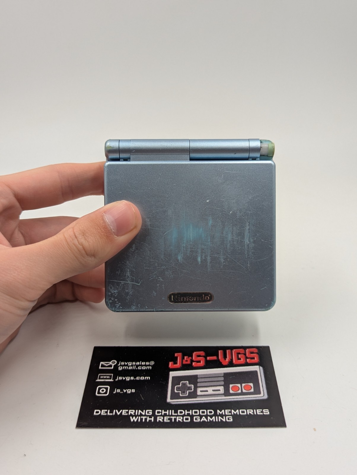 Nintendo Game Boy Advance SP GBA SP Pearl Blue AGS-101 Console Cracked Hinge