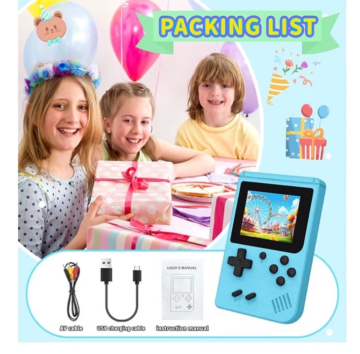 Game Box Retro Handheld Game Console 400 Built-In Games Blue Portable Handheld