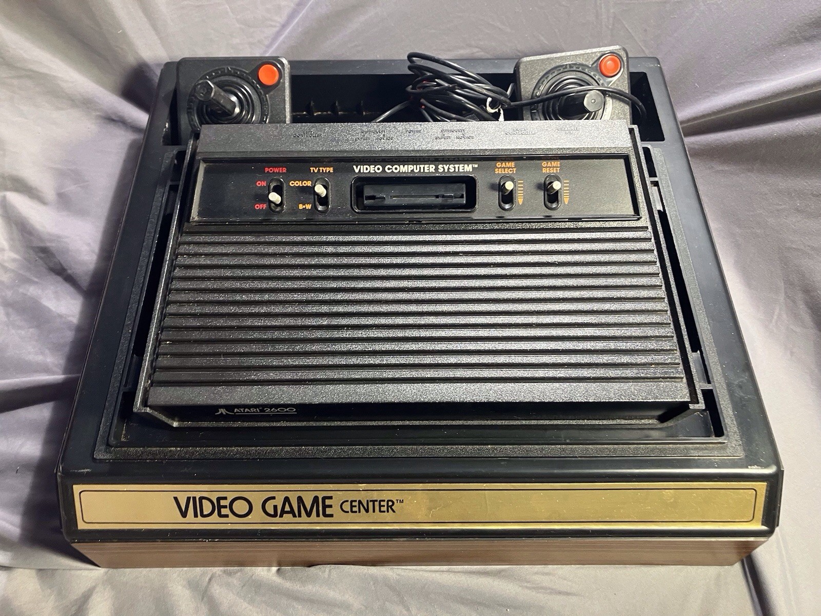 Atari CX-2600 CONSOLE-Joysticks, Power Supply, Switch & Game Case UNTESTED AS-IS