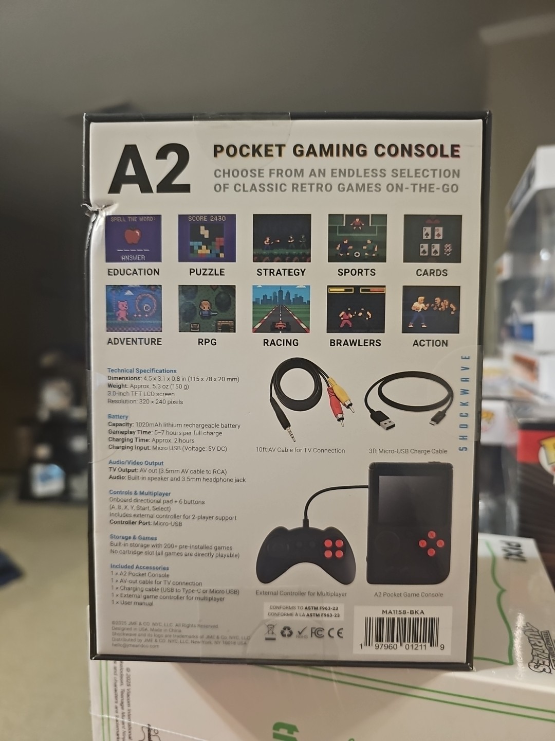 A2 Pocket Gaming Console with 200 Classic Games Pre Installed Ready to Play