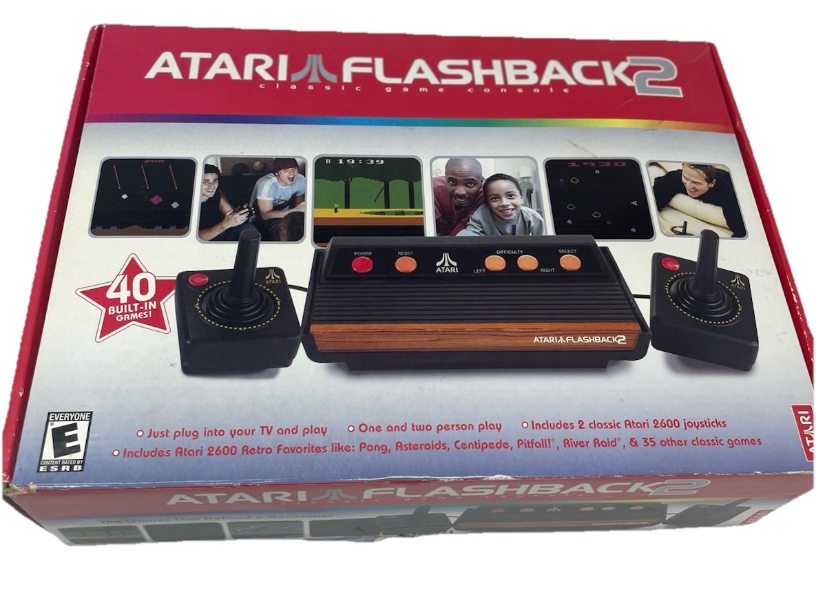 Atari Flashback 2 Console Tested Works w/ Box Manual 2 Joysticks 40 Games
